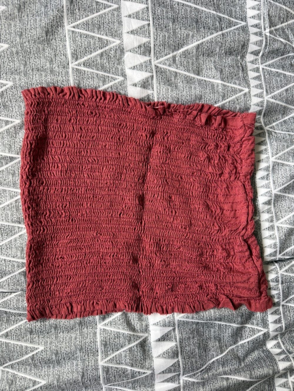 Tres Bien Red Smocked Tube Crop Top